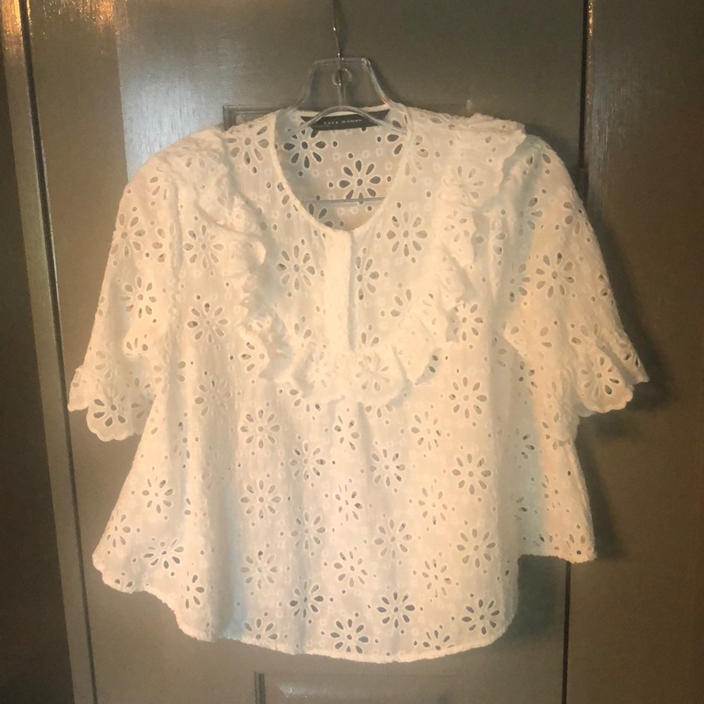 Zara White eyelet top